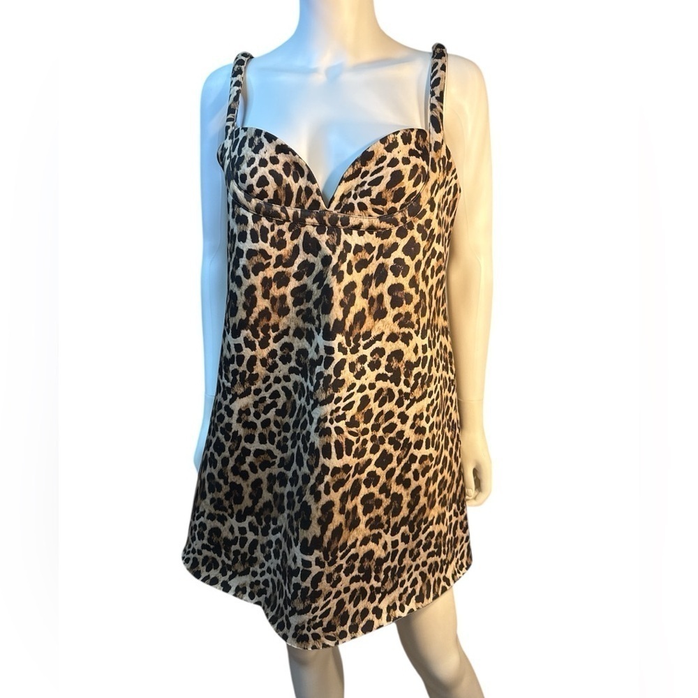 Anthropologie Dhruv Kapoor Leopard Print Bustier Mini Dress Size M MSRP $178 NWT